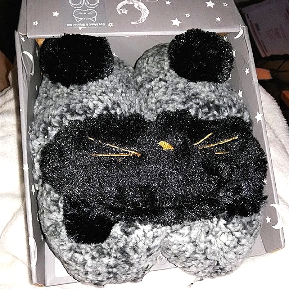 PJ Couture Slippers & Eye Mask Set L (9-10) Cat NIB - Picture 2 of 3